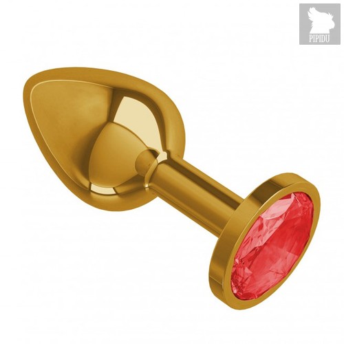 Золотистая анальная пробка с красным кристаллом - 7 см, цвет золотой/красный - МиФ