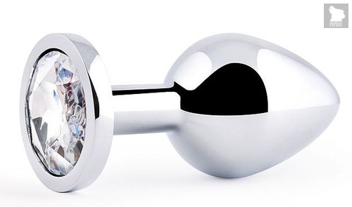Анальная пробка SILVER PLUG MEDIUM с прозрачным кристаллом - 8,2 см., цвет прозрачный - anal jewelry plug