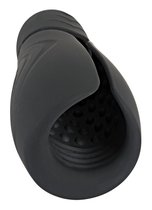 Черный силиконовый вибромастурбатор с нагревом Masturbator with 2 Functions, цвет черный - ORION