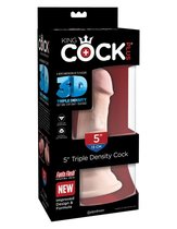 Фаллоимитатор на присоске Тройная плотность King Cock Plus 5 Triple Density Cock - Flesh, цвет телесный - Pipedream