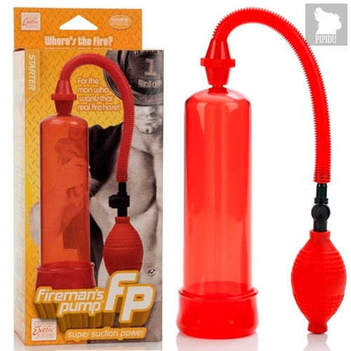 Вакуумная помпа Fireman's Pump с насадкой, цвет красный - California Exotic Novelties