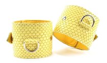 Кожаные наручники "Желтый питон", цвет желтый - БДСМ арсенал