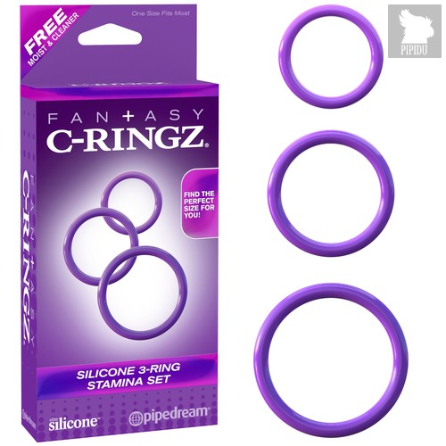 Набор из 3-х эрекционных колец Silicone 3-Ring Stamina Set, цвет фиолетовый - Pipedream