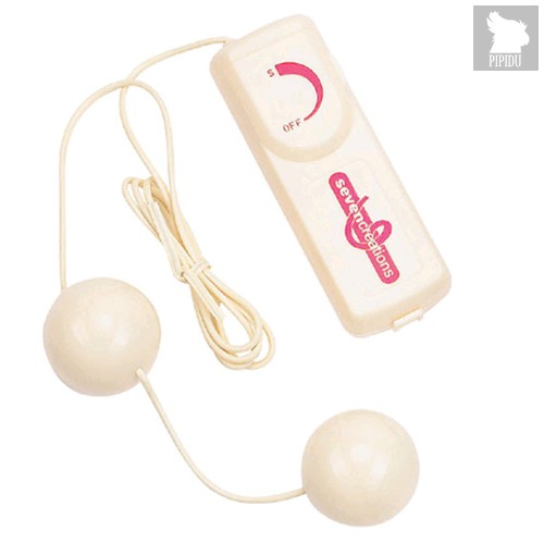 Вагинальные шарики Duo Balls с вибрацией, цвет белый - Seven Creations