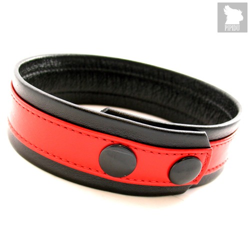 Кожаный браслет на бицепс, цвет красный/черный - Lucom