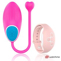Розовое виброяйцо с нежно-розовым пультом-часами Wearwatch Egg Wireless Watchme, цвет розовый - Dreamlove