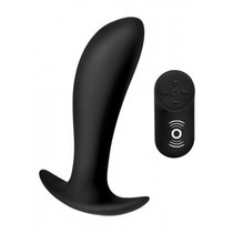 Черный стимулятор простаты Silicone Prostate Vibrator with Remote Control - 12 см., цвет черный - XR Brands