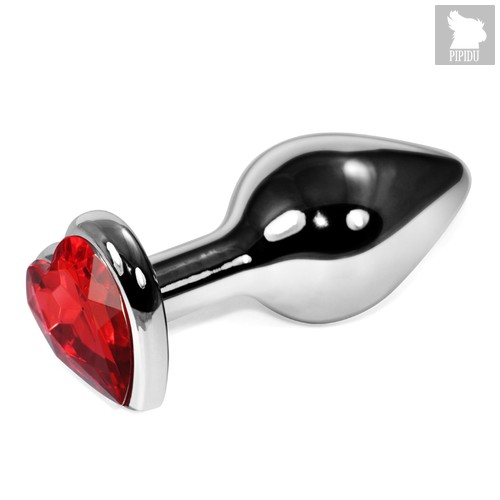 LOVETOY Heart Серебряная пробка с рубиновым кристаллом, l-7,5 см, d=3, цвет розовый - LoveToy