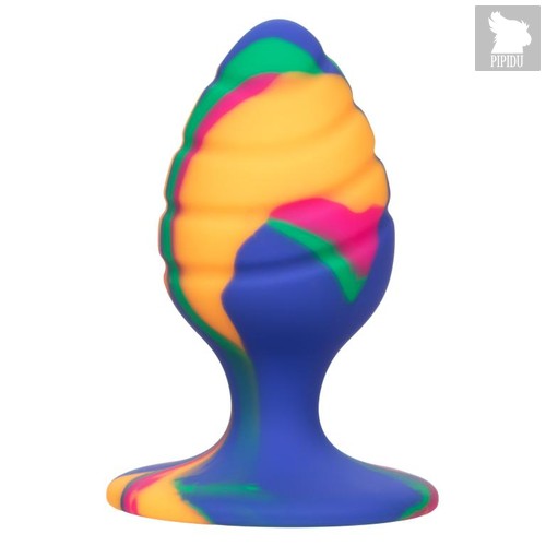 Яркая анальная пробка Cheeky Medium Swirl Tie-Dye Plug - 7,5 см., цвет разноцветный - California Exotic Novelties