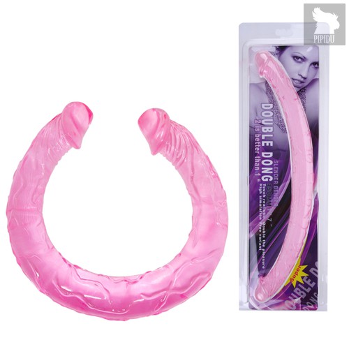 Двухголовый розовый фаллоимитатор - 44,5 см, цвет фиолетовый - Baile