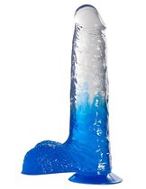 Синий фаллоимитатор с прозрачной верхней частью JELLY JOY FADE OUT DONG 7INCH - 17,8 см, цвет синий - Dream toys