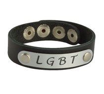 Кожаный браслет LGBT, цвет серебряный/черный - Sitabella