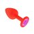 Анальная втулка силиконовая красная с розовым кристаллом маленькая, цвет красный - МиФ