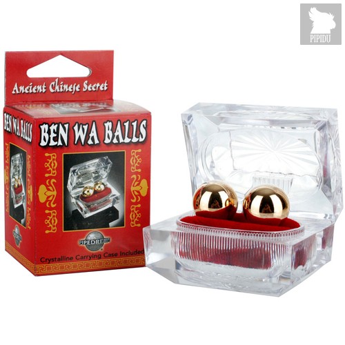 Золотистые вагинальные шарики Ben Wa Balls, цвет золотой - Pipedream