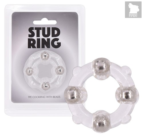 Эрекционное кольцо Stud Ring с бусинами, цвет прозрачный - Seven Creations