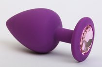 Фиолетовая силиконовая пробка с розовым стразом - 7,1 см