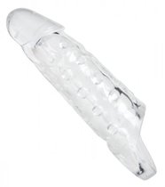 Увеличивающая насадка на пенис с кольцом для мошонки, цвет прозрачный - XR Brands