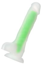 Прозрачно-зеленый фаллоимитатор, светящийся в темноте, Clark Glow - 22 см, цвет зеленый - Toyfa