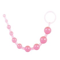 Розовая анальная цепочка из 10 шариков - 25 см, цвет розовый - Toyfa