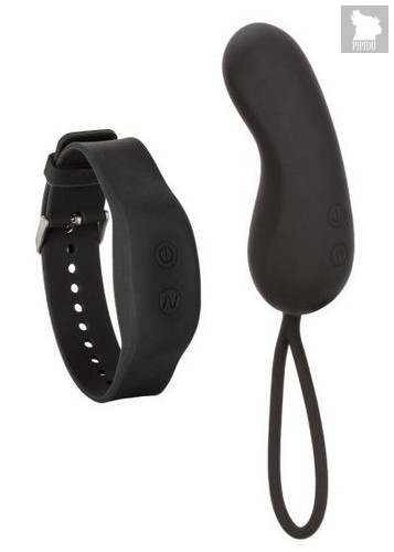 Черное виброяйцо с браслетом-пультом Wristband Remote Curve, цвет черный - California Exotic Novelties