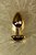 Золотистая коническая анальная пробка с черным кристаллом-сердечком - 7 см., цвет черный - Toyfa