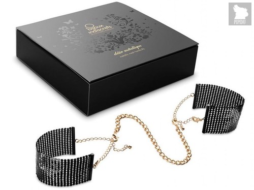Чёрные дизайнерские наручники Desir Metallique Handcuffs Bijoux, цвет черный - Bijoux Indiscrets