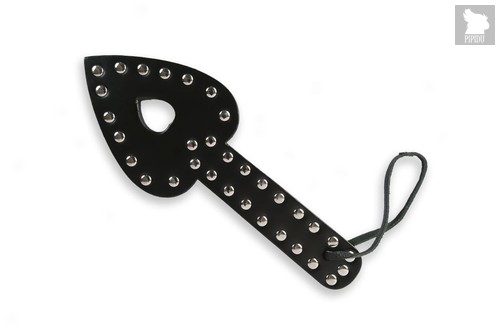 Чёрная шлёпалка-стрела с заклёпками - 28 см, цвет черный - Пикантные штучки