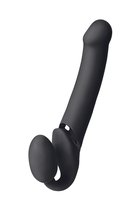 Черный безремневой вибрострапон Vibrating Bendable Strap-On - size L, цвет черный - Strap-on-me