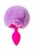 Розовая анальная втулка Sweet bunny с сиреневым пушистым хвостиком, цвет сиреневый - Toyfa