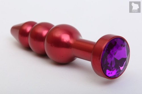 Анальная ёлочка с фиолетовым кристаллом - 11,2 см, цвет красный - 4sexdreaM