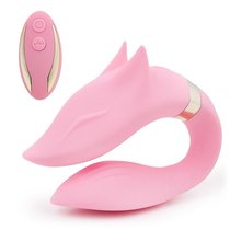 Нежно-розовый вибратор для пар Fox с пультом ДУ, цвет розовый - A-Loving