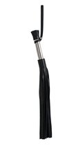 Чёрная кожаная плеть с 24 хвостами и металлической ручкой - 53 см., цвет серебряный/черный - МиФ
