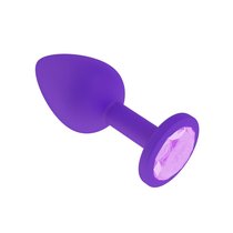 Анальная втулка силиконовая фиолетовая с сиреневым кристаллом маленькая, цвет фиолетовый - МиФ
