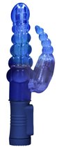 Синий вибратор-кролик Rotating Bubbles - 23,2 см., цвет синий - Shots Media