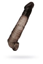 Чёрная насадка на пенис - 22,5 см, цвет черный - Toyfa