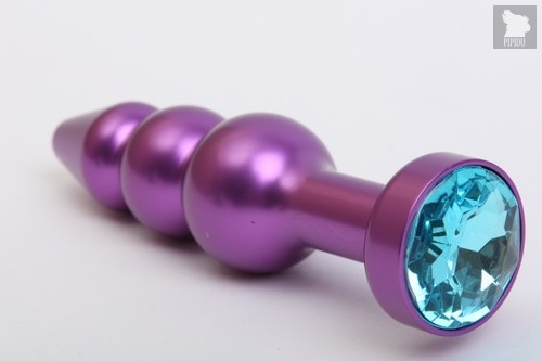 Фиолетовая фигурная анальная ёлочка с голубым кристаллом - 11,2 см, цвет фиолетовый - 4sexdreaM