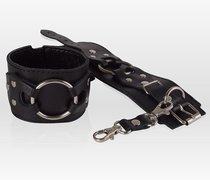 Черные наручники-напульсники из натуральной кожи, цвет черный - Sitabella