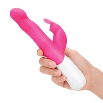 Розовый тонкий вибратор-кролик с клиторальным отростком - 22 см., цвет розовый - Rabbit Essentials