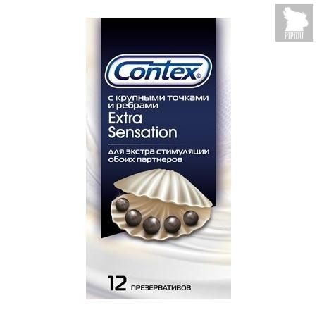 Презервативы с крупными точками и рёбрами Contex Extra Sensation - 12 шт. - CONTEX