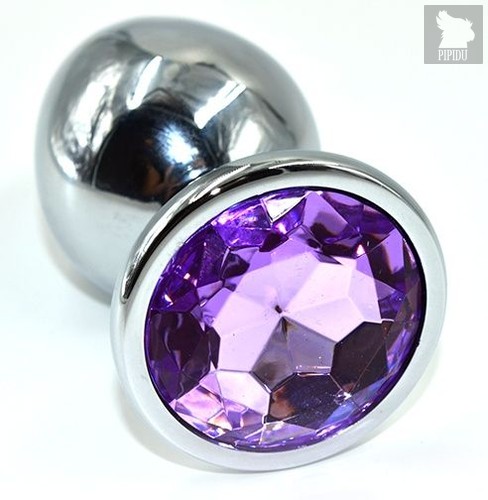 Серебристая анальная пробка из нержавеющей стали с фиолетовым кристаллом - 10 см., цвет фиолетовый - Kanikule