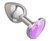 Серебристая анальная втулка с сиреневым кристаллом-сердцем - 7 см., цвет сиреневый - МиФ