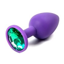 Анальная пробка Silicone Purple 2.8 с кристаллом, цвет зеленый/фиолетовый - Luxurious Tail