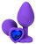 Фиолетовая силиконовая анальная пробка с синим стразом-сердцем - 10,5 см., цвет синий - Vandersex