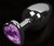 Серая анальная пробка с фиолетовым кристаллом в виде сердечка - 6 см., цвет фиолетовый - Пикантные штучки