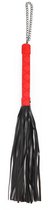 Черная многохвостая плеть-флоггер с красной ручкой - 40 см., цвет красный/черный - Bioritm
