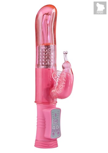 Розовый вибратор Happy Hugging Butterfly - 22,5 см., цвет розовый - Toy Joy