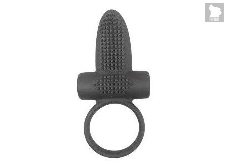 Чёрное эрекционное кольцо с вибрацией и язычком Sex Expert, цвет черный - Bioritm