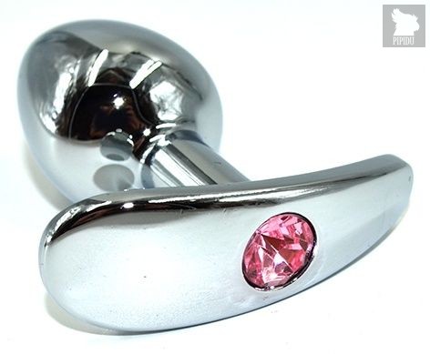 Серебристая анальная пробка для ношения из нержавеющей стали с розовым кристаллом - 8 см., цвет розовый - Kanikule