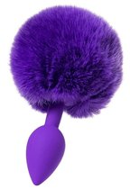 Фиолетовая анальная втулка Sweet bunny с фиолетовым пушистым хвостиком, цвет фиолетовый - Toyfa
