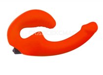 Оранжевый анатомический страпон с вибрацией, цвет оранжевый - Главсексмаг